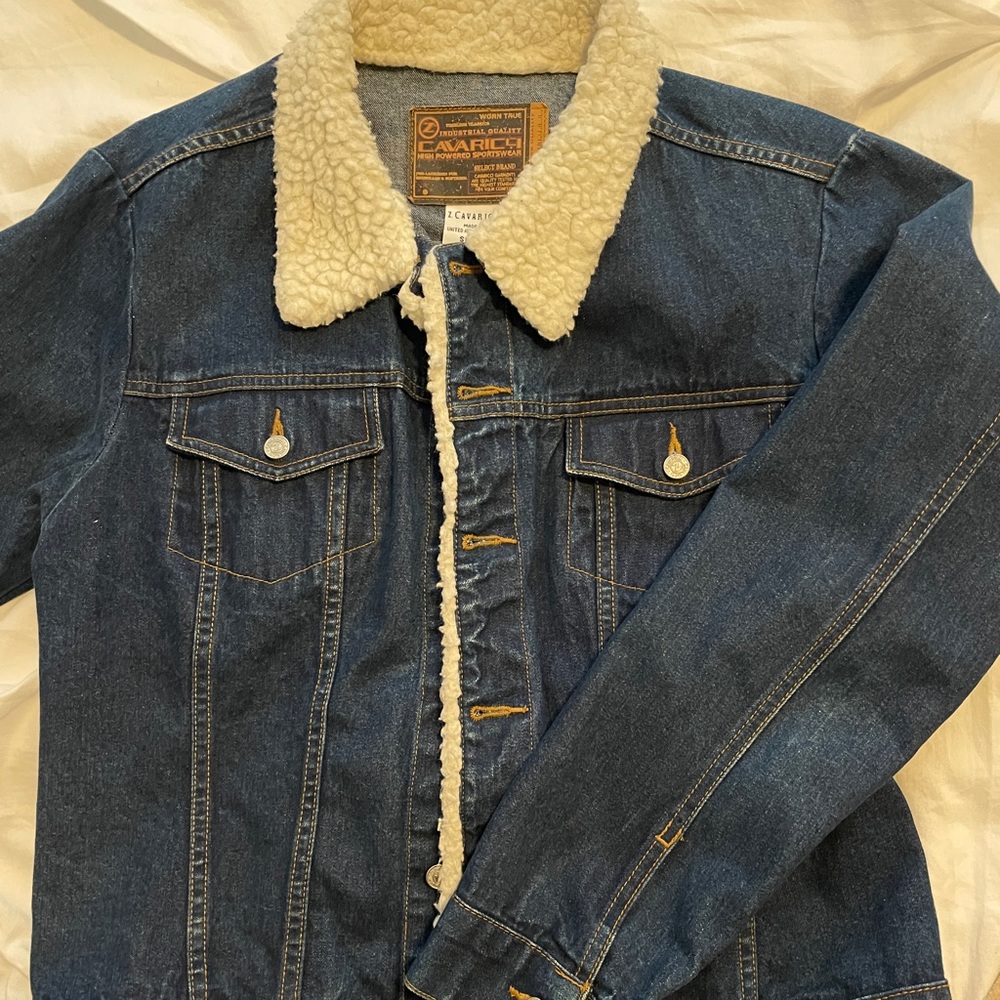 z cavarrici vintage denim sherpa jacket